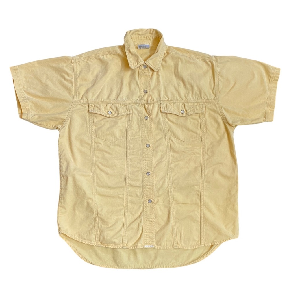 Jordache Vintage‎ Butter Yellow 100% Cotton Button Down Shirt Men's - L